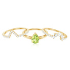 Pear Cut Peridot Trio Wedding Ring Set with Moissanite Peridot - ( AAA ) - Quality - Rosec Jewels