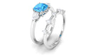Natural Swiss Blue Topaz Ring Set with Moissanite Swiss Blue Topaz - ( AAA ) - Quality - Rosec Jewels