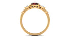 Cushion Cut Real Garnet Ring Set with Diamond Garnet - ( AAA ) - Quality - Rosec Jewels