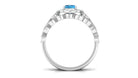 Swiss Blue Topaz Flower Ring Set with Diamond Swiss Blue Topaz - ( AAA ) - Quality - Rosec Jewels