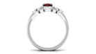 Garnet and Diamond Ring Set with Leaf Motif Garnet - ( AAA ) - Quality - Rosec Jewels