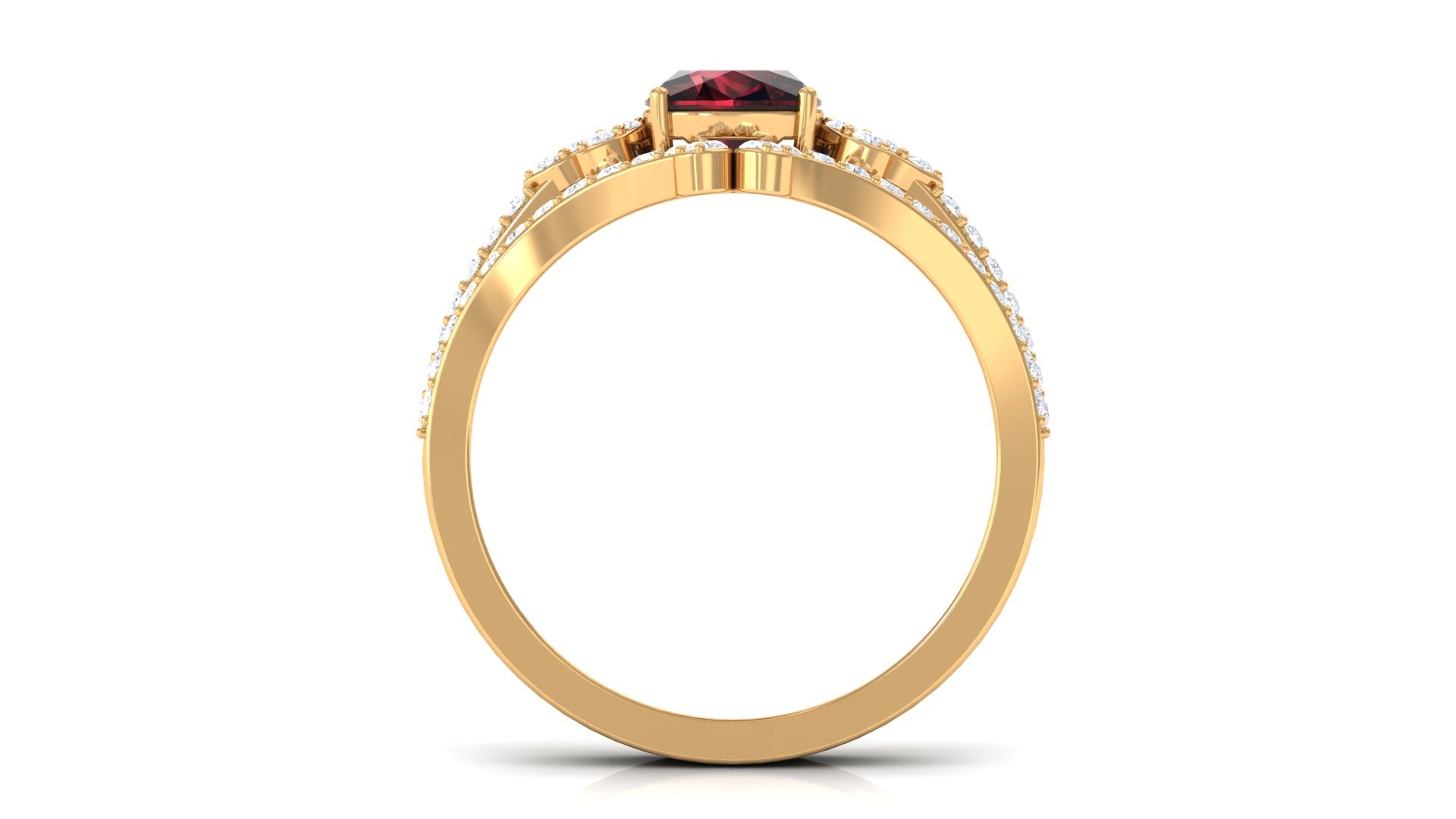 Cushion Cut Garnet and Diamond Ring Set Garnet - ( AAA ) - Quality - Rosec Jewels