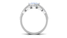Princess Cut Moonstone Vintage Ring Set with Diamond Moonstone - ( AAA ) - Quality - Rosec Jewels