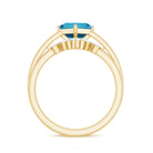 Princess Cut Swiss Blue Topaz Solitaire Ring Set with Diamond Swiss Blue Topaz - ( AAA ) - Quality - Rosec Jewels
