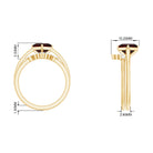 Princess Cut Garnet and Diamond Solitaire Ring Set Garnet - ( AAA ) - Quality - Rosec Jewels