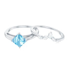 Princess Cut Aquamarine Wedding Ring Set with Diamond Aquamarine - ( AAA ) - Quality - Rosec Jewels