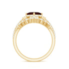 Real Garnet and Moissanite Statement Wedding Ring Set Garnet - ( AAA ) - Quality - Rosec Jewels