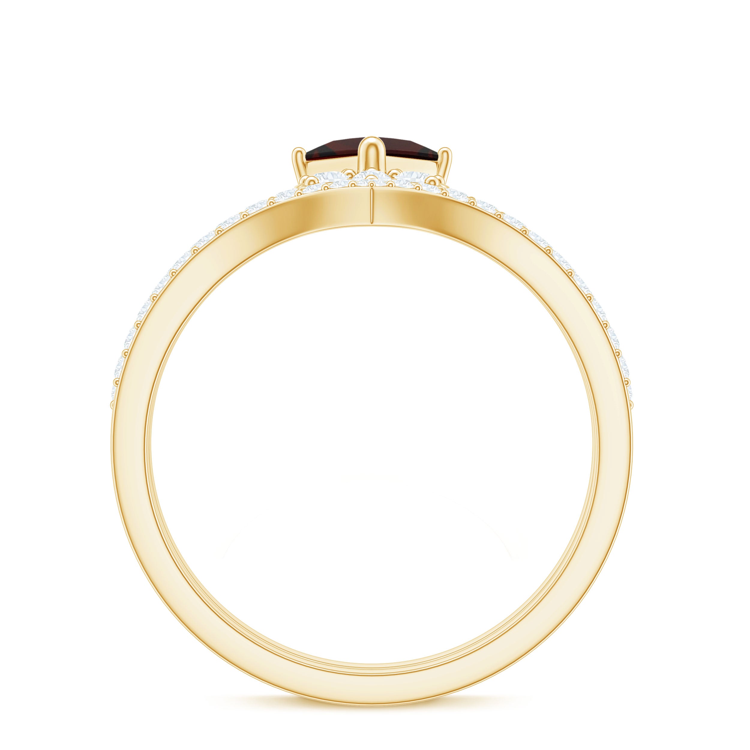Princess Cut Garnet and Diamond Flower Ring Set Garnet - ( AAA ) - Quality - Rosec Jewels