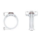 Princess Cut Garnet and Moissanite Trio Wedding Ring Set Garnet - ( AAA ) - Quality - Rosec Jewels