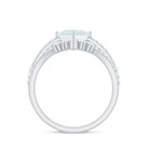 Princess Cut Solitaire Moonstone Designer Ring Set with Diamond Moonstone - ( AAA ) - Quality - Rosec Jewels