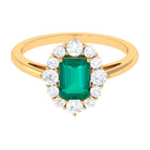 2 CT Classic Emerald Engagement Ring with Diamond Halo Emerald - ( AAA ) - Quality - Rosec Jewels
