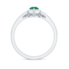 Emerald Designer Teardrop Ring Set with Diamond Halo Emerald - ( AAA ) - Quality - Rosec Jewels