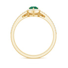 Emerald Designer Teardrop Ring Set with Diamond Halo Emerald - ( AAA ) - Quality - Rosec Jewels