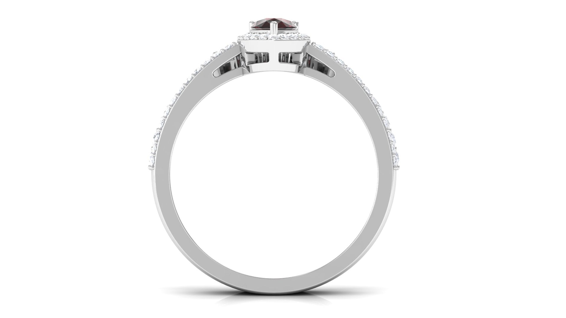 1.75 CT Garnet Designer Teardrop Ring Set with Diamond Halo Garnet - ( AAA ) - Quality - Rosec Jewels