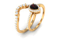 1.75 CT Garnet Designer Teardrop Ring Set with Diamond Halo Garnet - ( AAA ) - Quality - Rosec Jewels