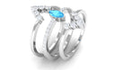 Marquise Shape Swiss Blue Topaz Solitaire Ring Set with Moissanite Swiss Blue Topaz - ( AAA ) - Quality - Rosec Jewels