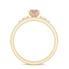 Oval Morganite Solitaire Ring Set with Diamond Morganite - ( AAA ) - Quality - Rosec Jewels