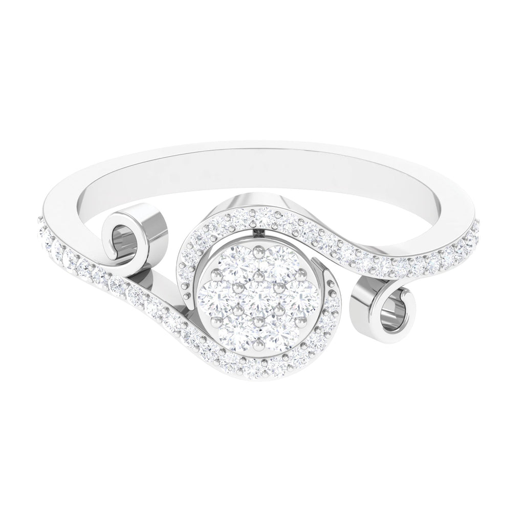 Designer Diamond Bypass Engagement Ring in Illusion Setting Diamond - ( HI-SI ) - Color and Clarity - Rosec Jewels