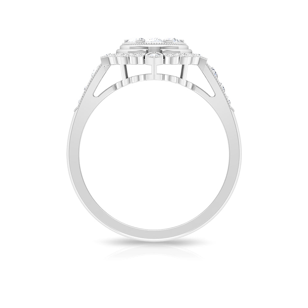 Diamond Vintage Illusion Engagement Ring Diamond - ( HI-SI ) - Color and Clarity - Rosec Jewels