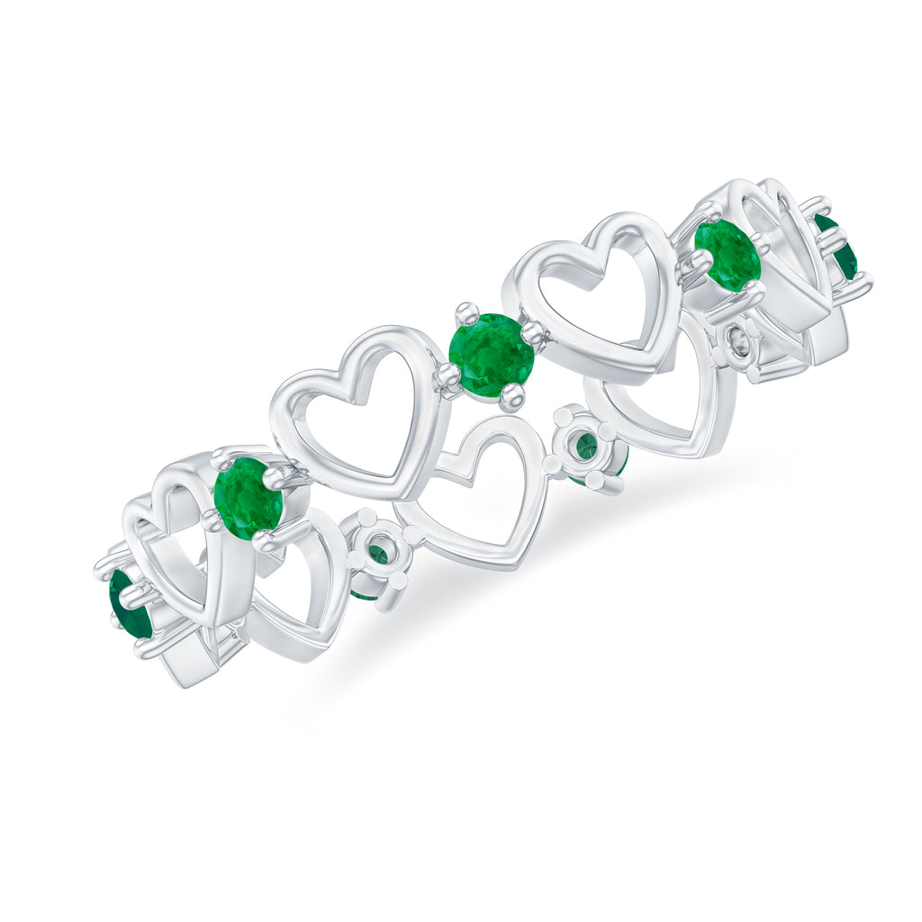 1 CT Emerald Gold Open Heart Eternity Band Ring Emerald - ( AAA ) - Quality - Rosec Jewels