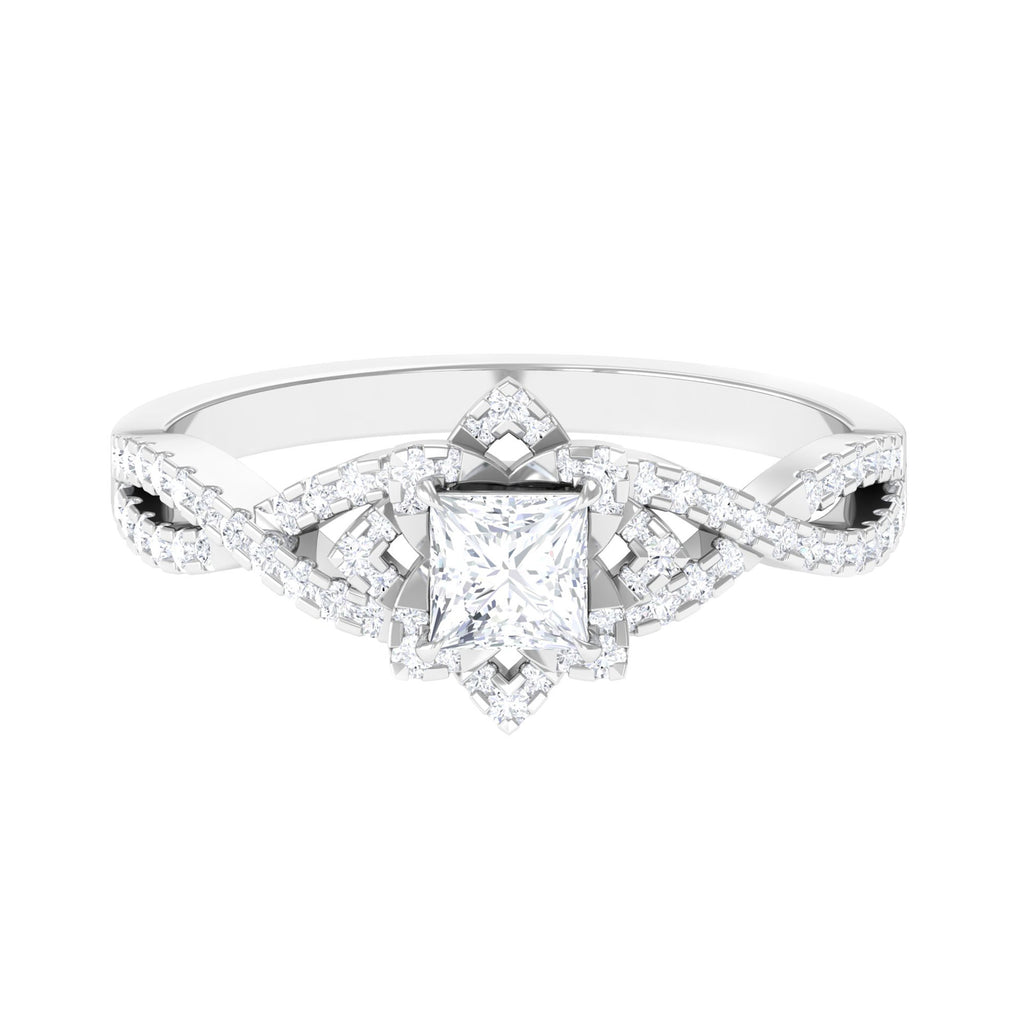 Natural Diamond Flower Crossover Engagement Ring Diamond - ( HI-SI ) - Color and Clarity - Rosec Jewels
