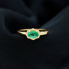 1/2 CT Oval Emerald Solitaire East West Vintage Engagement Ring Emerald - ( AAA ) - Quality - Rosec Jewels