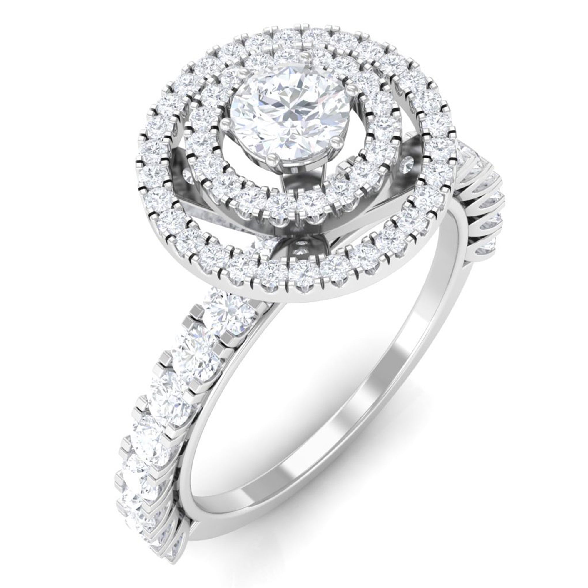 1.50 CT Antique Zircon Double Halo Engagement Ring Zircon - ( AAAA ) - Quality - Rosec Jewels