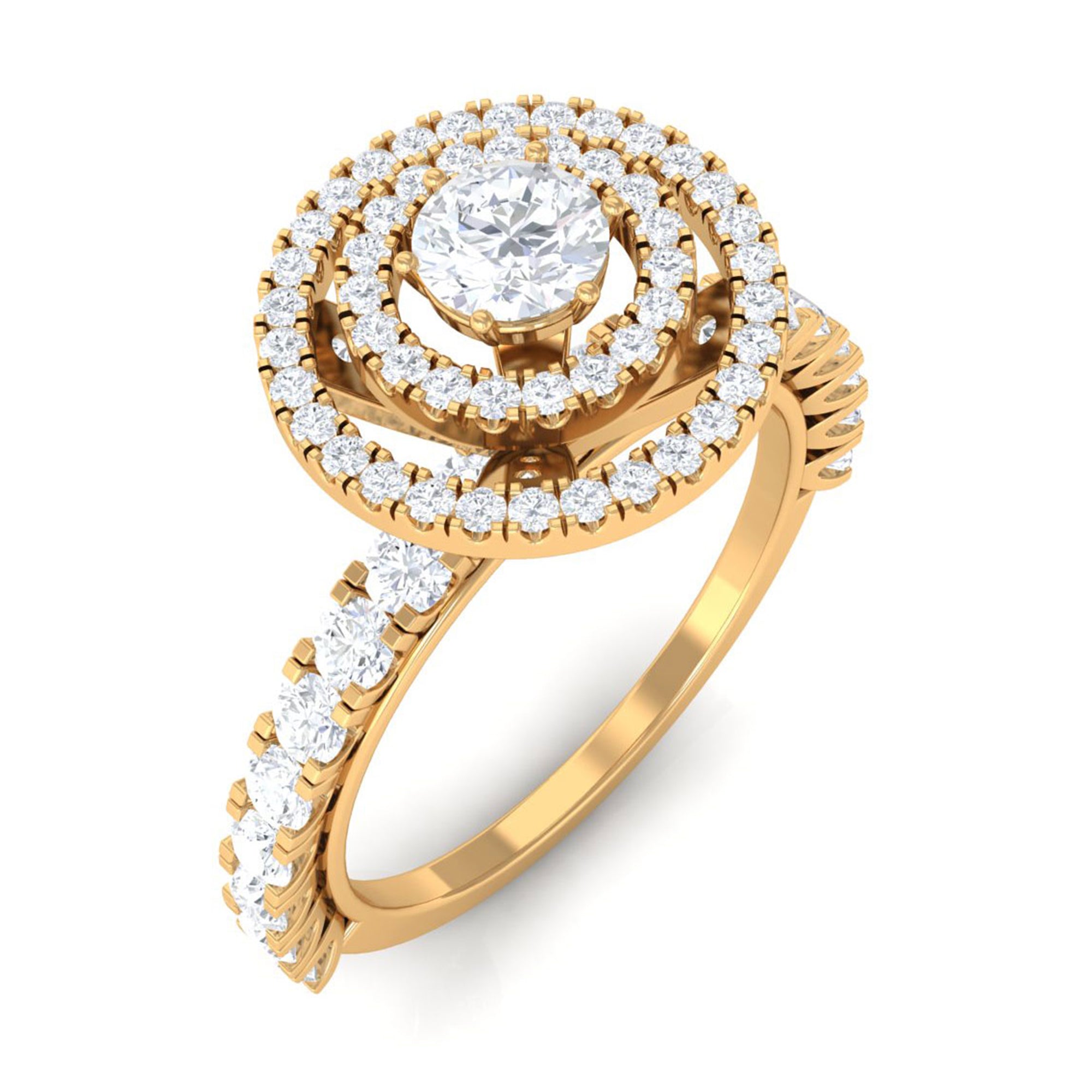 1.50 CT Antique Zircon Double Halo Engagement Ring Zircon - ( AAAA ) - Quality - Rosec Jewels