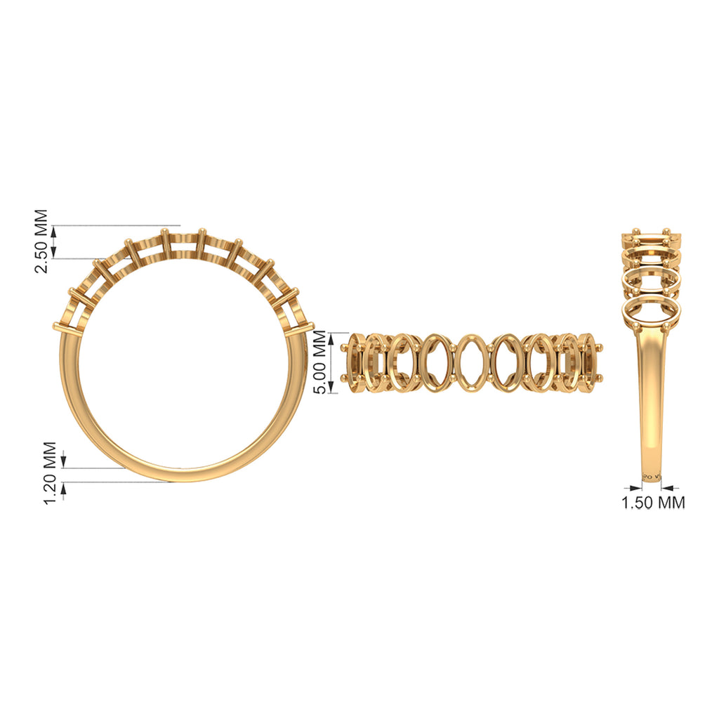 1.50 CT Oval Cut Aquamarine Semi Eternity Ring in Gold Aquamarine - ( AAA ) - Quality - Rosec Jewels