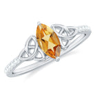1 CT Marquise Cut Solitaire Citrine Celtic Knot Ring with Diamond Citrine - ( AAA ) - Quality - Rosec Jewels