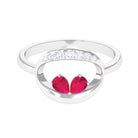 Pear Cut Ruby Toi et Moi Contemporary Ring with Diamond Ruby - ( AAA ) - Quality - Rosec Jewels