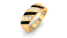 Natural Diamond Wedding Band with Enamel Diamond - ( HI-SI ) - Color and Clarity - Rosec Jewels