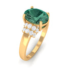 Oval Created Green Sapphire Engagement Ring with Moissanite Accent Lab Created Green Sapphire - ( AAAA ) - Quality - Rosec Jewels