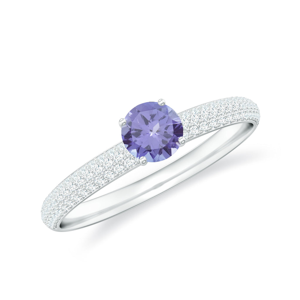 3/4 CT Solitaire Tanzanite and Diamond Engagement Ring Tanzanite - ( AAA ) - Quality - Rosec Jewels