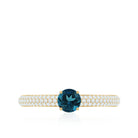 London Blue Topaz Solitaire Ring with Diamond Side Stones London Blue Topaz - ( AAA ) - Quality - Rosec Jewels