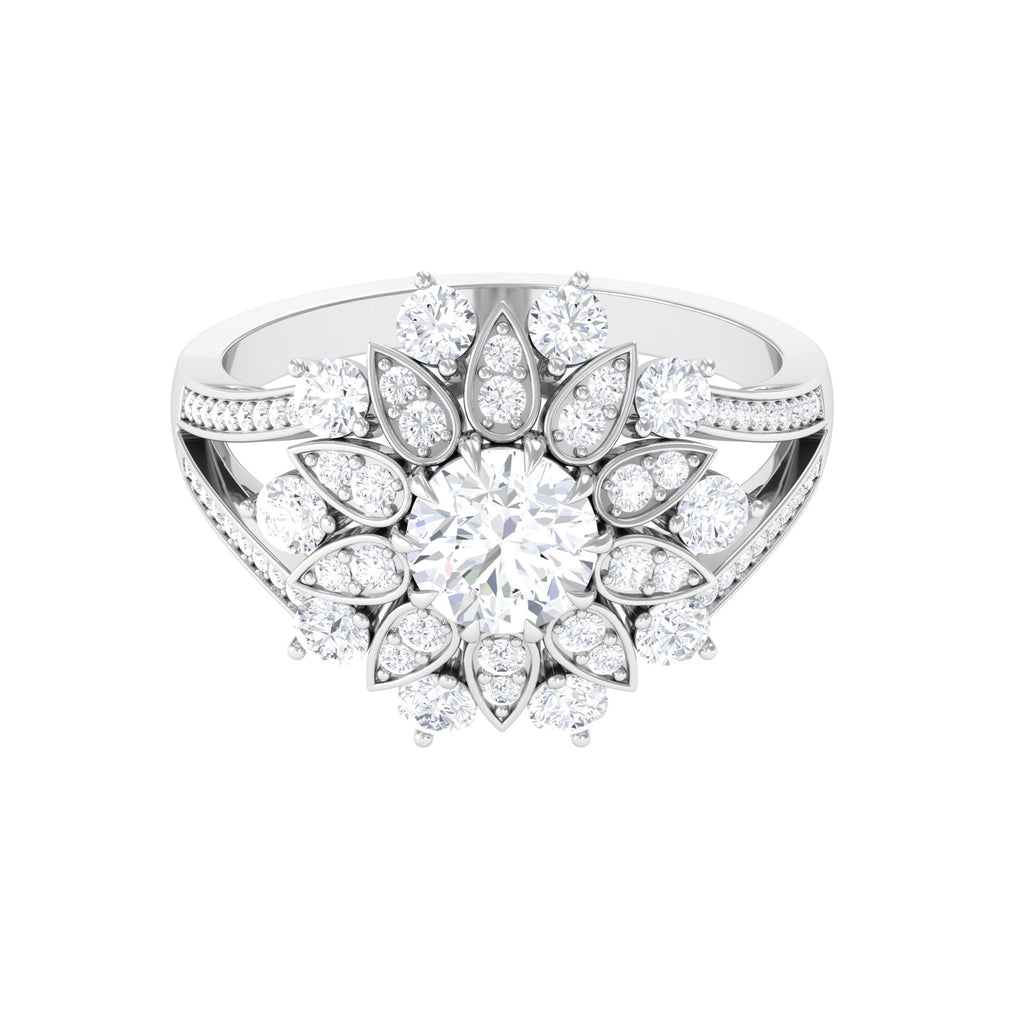 2.50 CT Certified Moissanite Cocktail Engagement Ring Moissanite - ( D-VS1 ) - Color and Clarity - Rosec Jewels