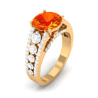 Lab Created Orange Sapphire and Moissanite Engagement Ring Lab Created Orange Sapphire - ( AAAA ) - Quality - Rosec Jewels
