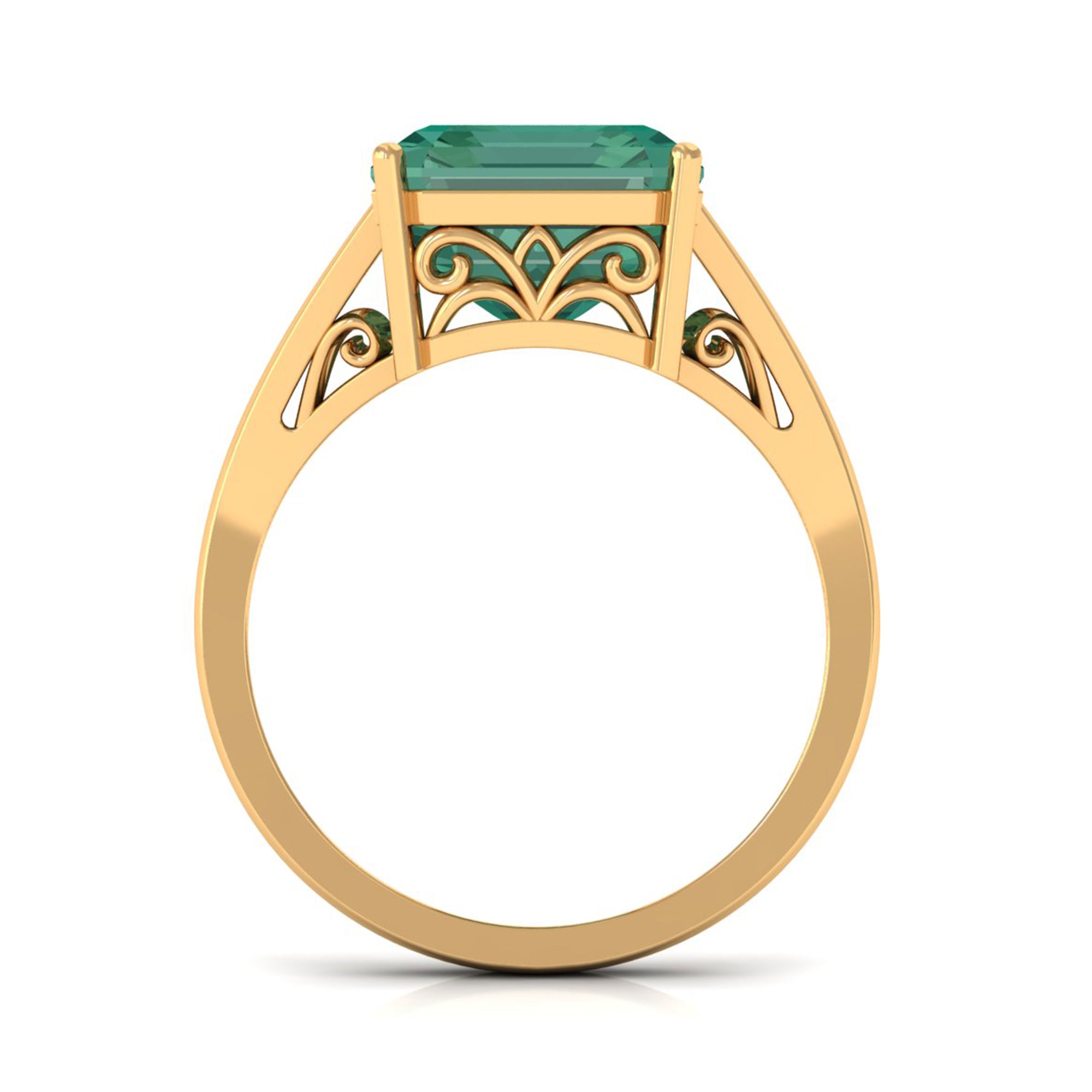 Created Green Sapphire Split Shank Engagement Ring Lab Created Green Sapphire - ( AAAA ) - Quality - Rosec Jewels