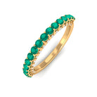 1 CT Round Shape Emerald Semi Eternity Ring with Diamond Accent Emerald - ( AAA ) - Quality - Rosec Jewels