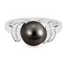 Natural Tahitian Pearl and Diamond Solitaire Engagement Ring Tahitian pearl - ( AAA ) - Quality - Rosec Jewels