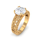 Vintage Inspired Solitaire Moissanite Filigree Ring Moissanite - ( D-VS1 ) - Color and Clarity - Rosec Jewels