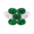 Lab Created Emerald Cluster Engagement Ring with Diamond Lab Created Emerald - ( AAAA ) - Quality - Rosec Jewels