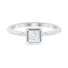 3/4 CT Princess Cut Zircon Solitaire Ring with Side Stones Zircon - ( AAAA ) - Quality - Rosec Jewels