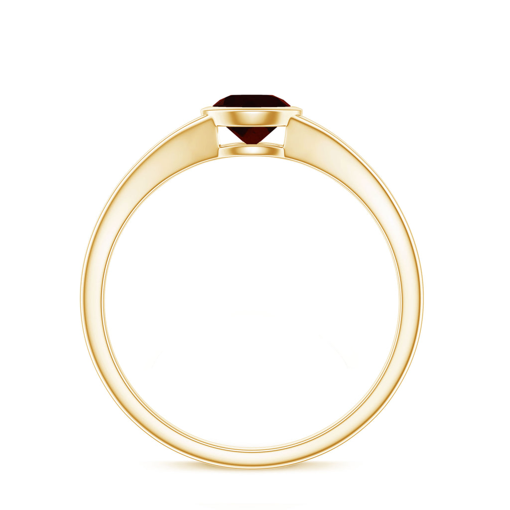 Minimal Round Shape Garnet Solitaire Split Shank Ring Garnet - ( AAA ) - Quality - Rosec Jewels