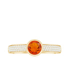 3/4 CT Round Shape Fire Opal Engagement Ring with Diamond Fire Opal - ( AAA ) - Quality - Rosec Jewels