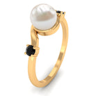 2 CT Freshwater Pearl Bypass Engagement Ring with Black Diamond Freshwater Pearl - ( AAA ) - Quality - Rosec Jewels