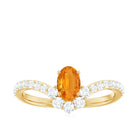 1.25 CT Oval Cut Orange Sapphire Chevron Ring with Moissanite Orange Sapphire - ( AAA ) - Quality - Rosec Jewels