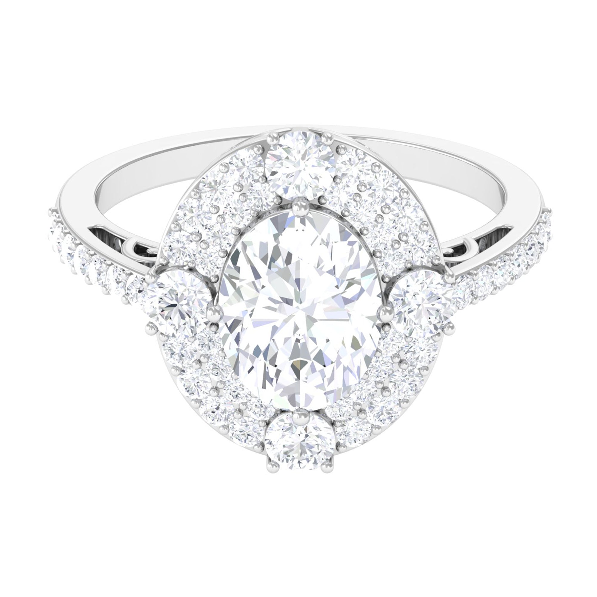 Cubic Zirconia Statement Engagement Ring Zircon - ( AAAA ) - Quality - Rosec Jewels