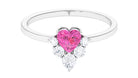 Heart Pink Sapphire and Moissanite Promise Ring Pink Sapphire - ( AAA ) - Quality - Rosec Jewels
