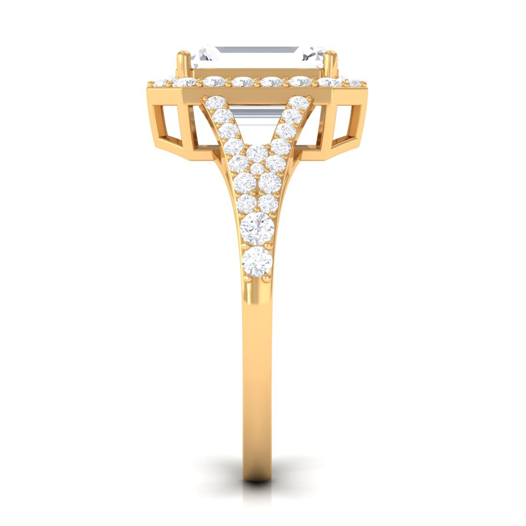 5 CT Split Shank Octagon Cut Zircon Statement Engagement Ring Zircon - ( AAAA ) - Quality - Rosec Jewels